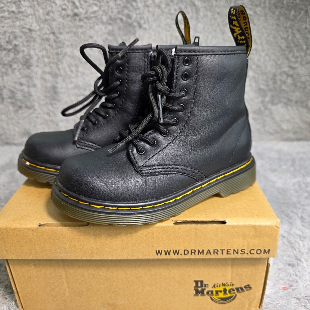 Dr. Martens 1460 T Combat Boot Black‎ Leather Zip Toddler Kids Size 10 EXCELLENT